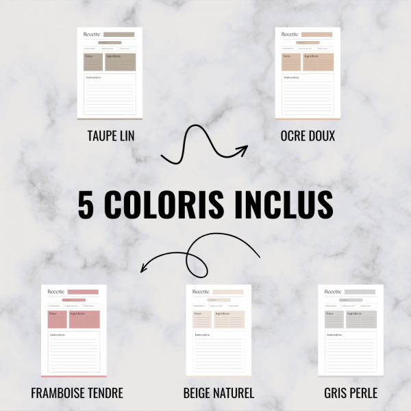 Pack 5 fiches recettes - Teintes naturelles (à imprimer) – Image 3